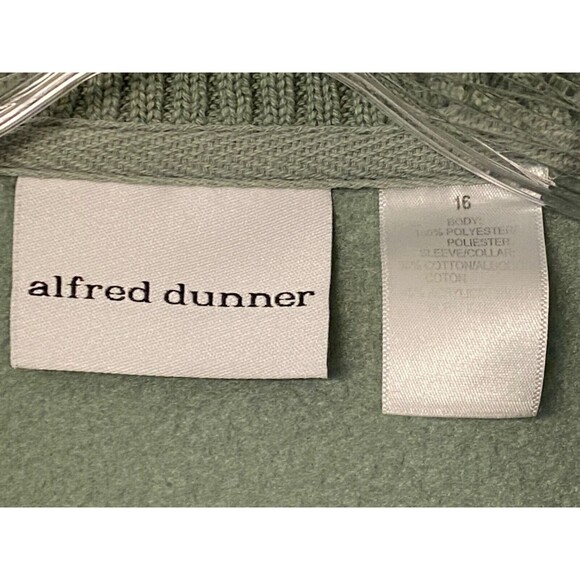 ALFRED DUNNER Women's 16 Green Fleece Jacket Full Zip Embroidered Floral Beaded - Picture 5 of 9